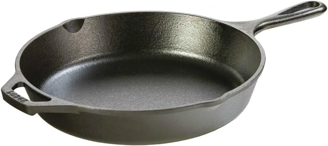 Lodge Seasoned Cast Iron 5 Piece Bundle. 10.5" Griddle, 8" Skillet, 10.25" Skillet, 10.25" Dutch Oven, and 10.25" Lid,Black