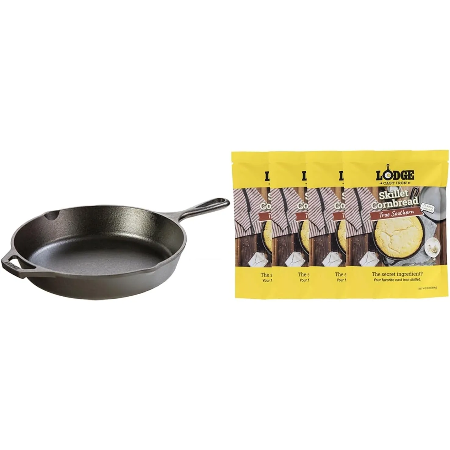Lodge Seasoned Cast Iron Skillet - 12 Inch Ergonomic Frying Pan with Assist Handle, black