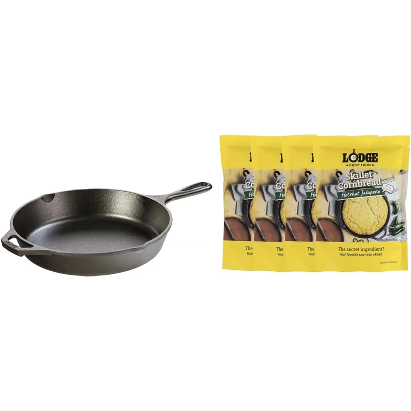 Lodge Seasoned Cast Iron Skillet - 12 Inch Ergonomic Frying Pan with Assist Handle, black