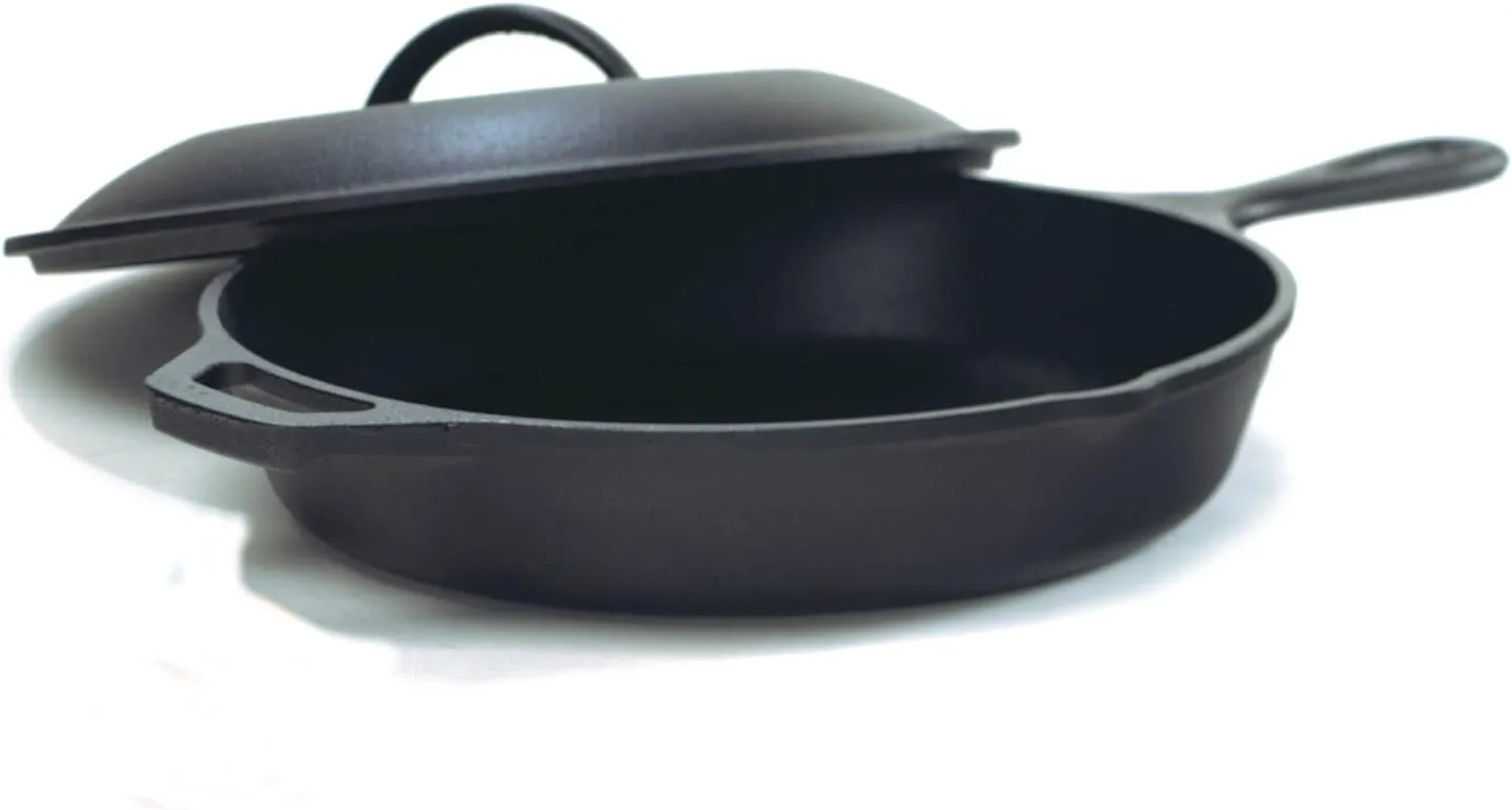 Lodge Seasoned Cast Iron Skillet With Lid (12 Inch) - Frying Pan Set