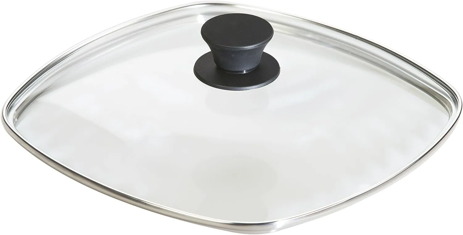 Lodge Square Tempered Glass Lid - Versatile Glass Lid for 10.5 Inch Skillets and Pans - Dishwasher Safe - 10.5 Inch