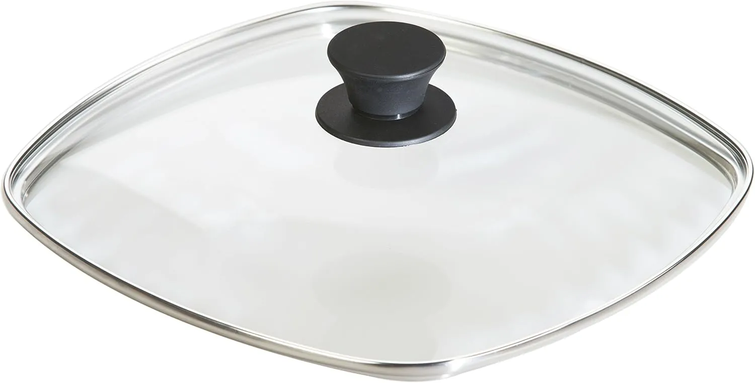 Lodge Square Tempered Glass Lid - Versatile Glass Lid for 10.5 Inch Skillets and Pans - Dishwasher Safe - 10.5 Inch
