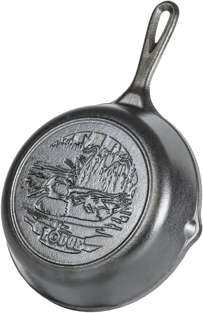 Lodge Wildlife Series - 8 Inch Seasoned Cast Iron Skillet with Duck Scene