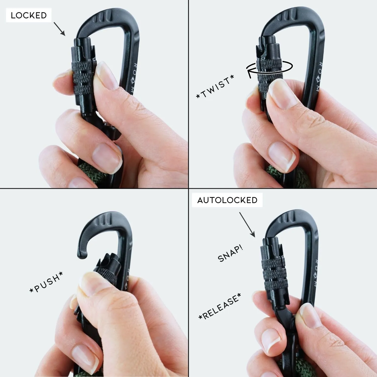 MADE TO ROAM Premium Explorer Leash - Climbing Rope Leash with Autolocking Aviation Aluminum Carabiner - Utah Glow, 4ft