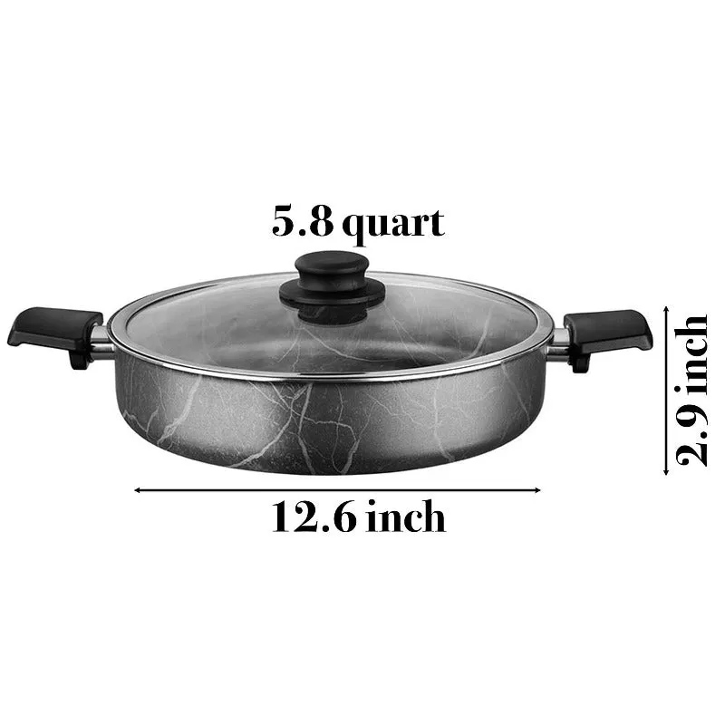 MARBLE LOW CASSEROLE POT 32 cm (12.6")
