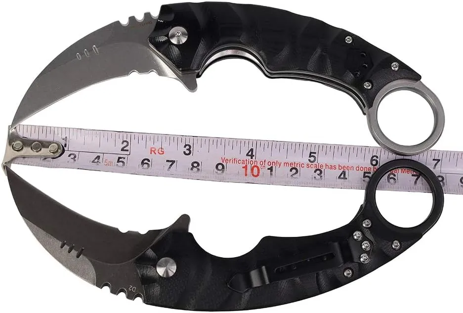 MASALONG kni204 Outdoor Survival Claw Tactical folding knife D2 Steel EDC knives (black stone wash)