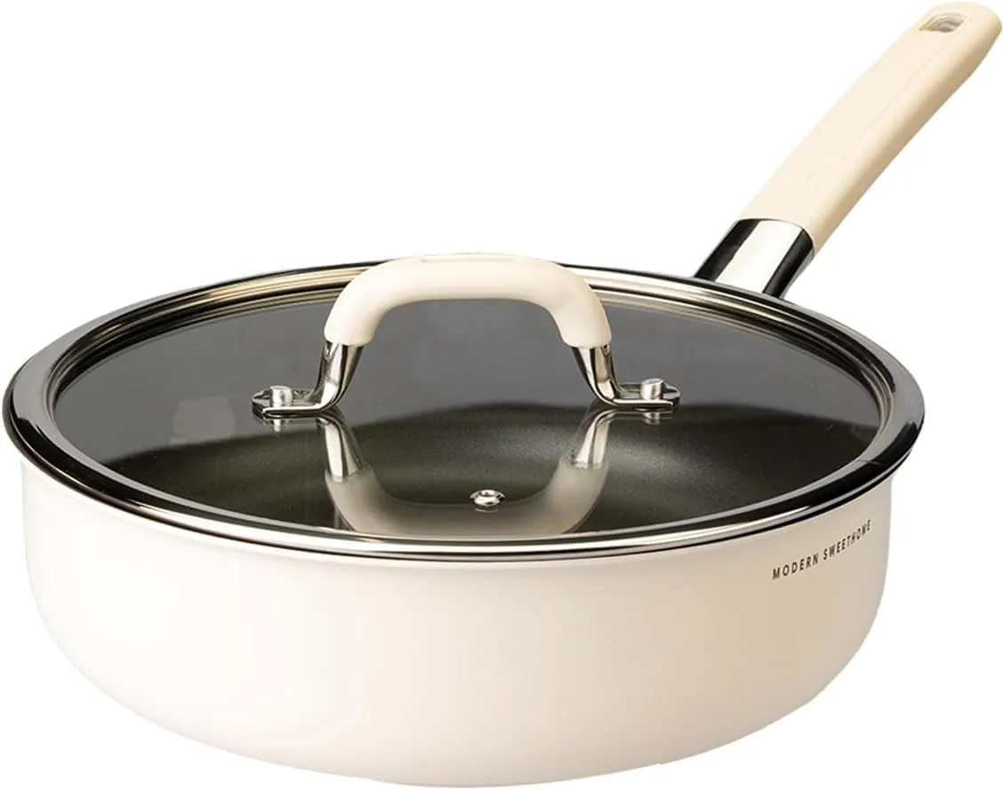 MDZF SWEET HOME 10 inch Titanium Ceramic Nonstick Frying Pan with Lid – Scratch Resistant Skillet, Induction & Gas Stove Compatible, PFOA-Free Cookware for Eggs and Steak