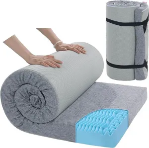 Memory Foam Camping Folding Mattress Pad,Outdoor Sleeping Mat Portable Roll Up Mattress for Adults,Cot/Twin Size Folding Mattress Floor Guest Bed for Travel Car Tent