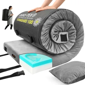 Memory Foam Camping Mattress, Waterproof Cot Mattress, Protable Sleeping Pad for Camping with Travel Bag,Floor Sleeping Mat for Guests Sleepover(Gray,Samll Single:72 * 24 * 3")