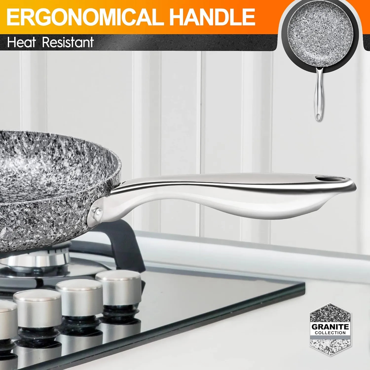 MICHELANGELO 8 Inch Frying Pan with Lid, Ultra Nonstick Small Fry Pan with Gnraite Interior, Granite Stone Skillet 8 Inch Nonstick, Egg Pans for Cooking, Oven Safe, Induction Compatible