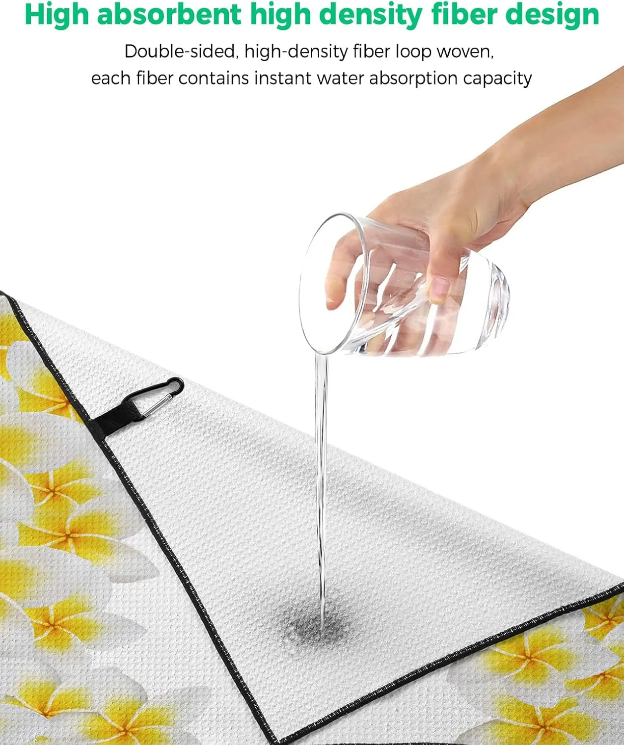 Microfiber Golf Towel with Waffle Pattern Plumeria Rubra White Backdrop Golf Towels with Heavy Duty Carabiner Clip for Men and Women