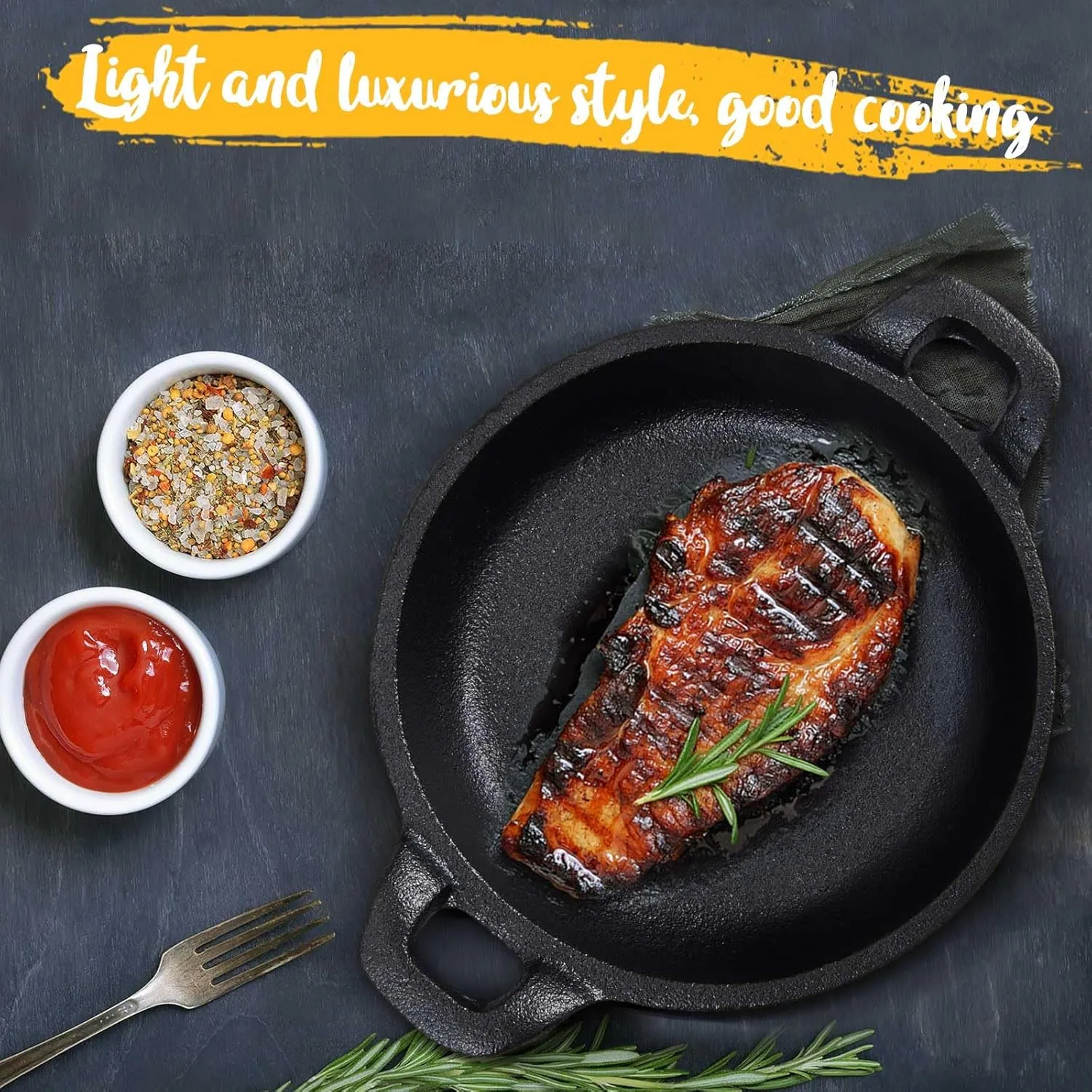 Mini Cast Iron Skillets 5 x 5 x 1.3 Inch Cast Iron Pan Small Ramekin Set Black Casserole Dish Cookware Oven Safe Mini Skillets for Kitchen Indoor Outdoor Picnic (8 Pack)
