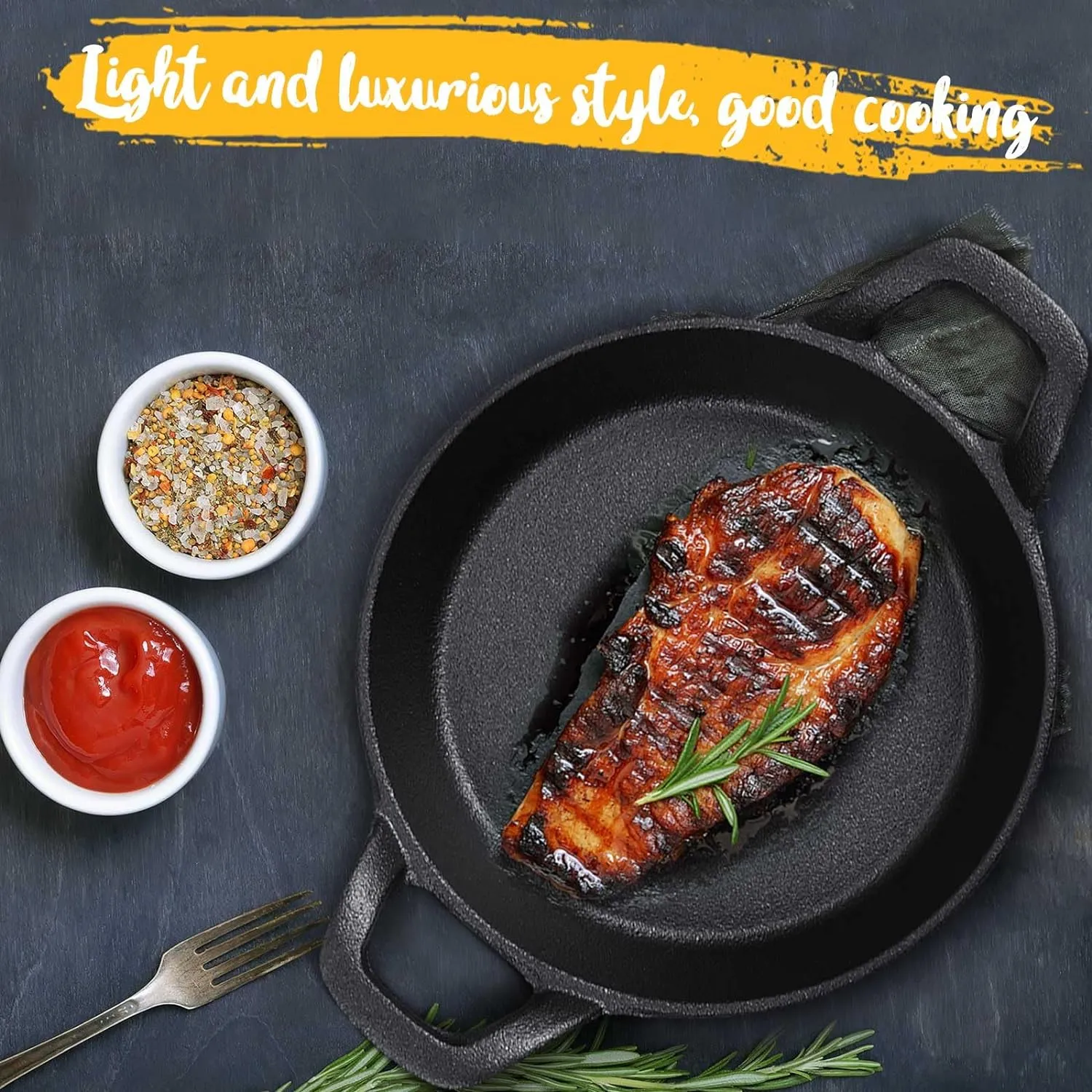 Mini Cast Iron Skillets 6.3 x 6.3 x 1.5 Inch Cast Iron Pan Small Ramekin Set Black Casserole Dish Cookware Oven Safe Mini Skillets for Kitchen Indoor Outdoor Picnic (6 Pack)
