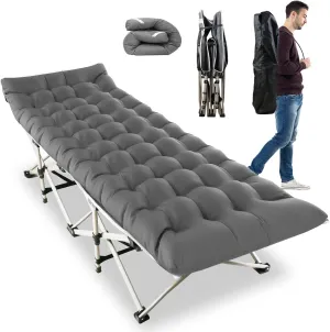 Moclever Folding Camping Cot, Portable Sleeping Cot for Adults, Heavy-Duty 440LBS Capacity Bed, Tear-Resistant 600D Oxford with Removable Soft Pad, 10 Sturdy Legs for Outdoor Camping,Travel,Office Nap