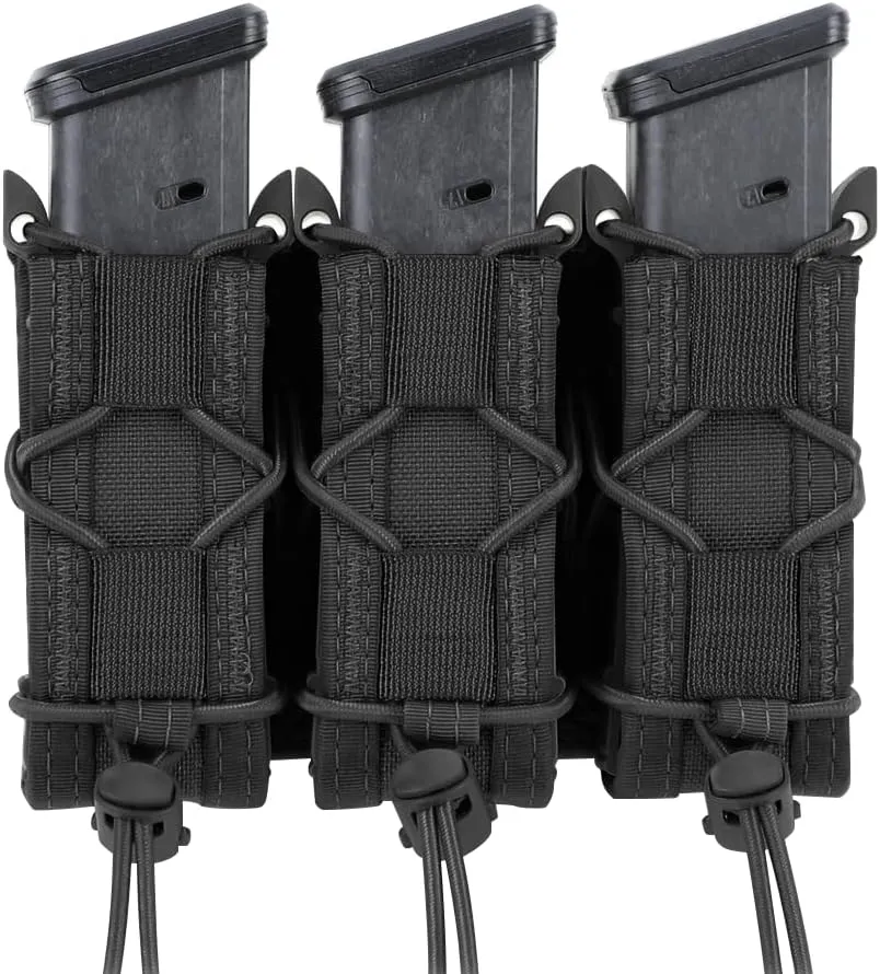 Molle Triple Tactical Magazine Holster,Universal Single Double Stack Mag Pouch for 9mm/.40 Calibers 45acp Glock S&W M&P, Sig 226/229, and Springfield 1911