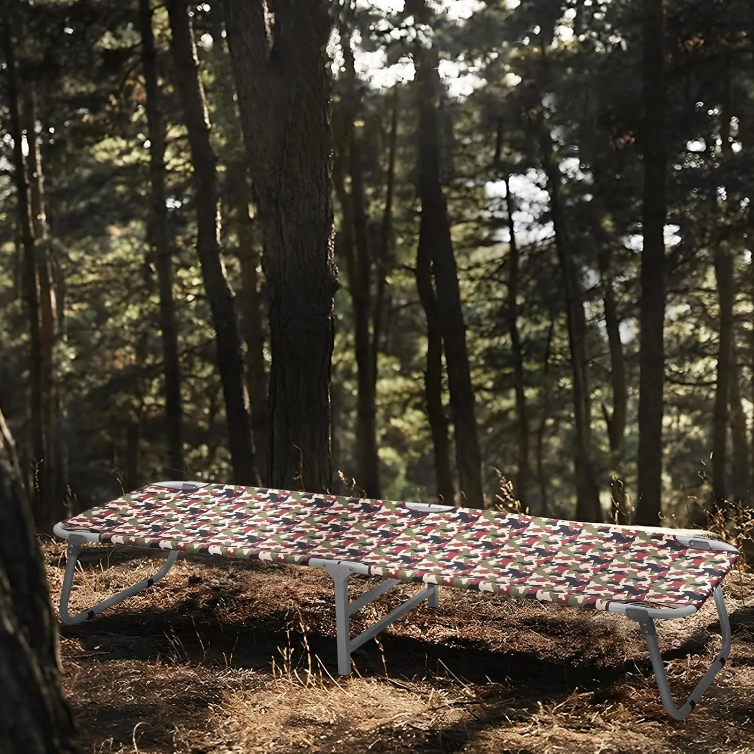 MoNiBloom Lightweight Folding Camping Cot Bed, Ultralight Folding Portable Compact Cots for Outdoor Travel Base Camp Hiking Mountaineering Lightweight Backpacking, Weight Capacity 195 lbs, Blue