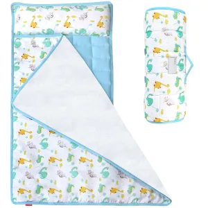 Moonsea Nap Mat for Toddlers Dinosaur with Pillow and Fleece Minky Blanket, Lightweight Perfect for Kids Preschool, Daycare, Travel Sleeping Bag Boys Girls, 21" x 50" Fit on a Standard Cot