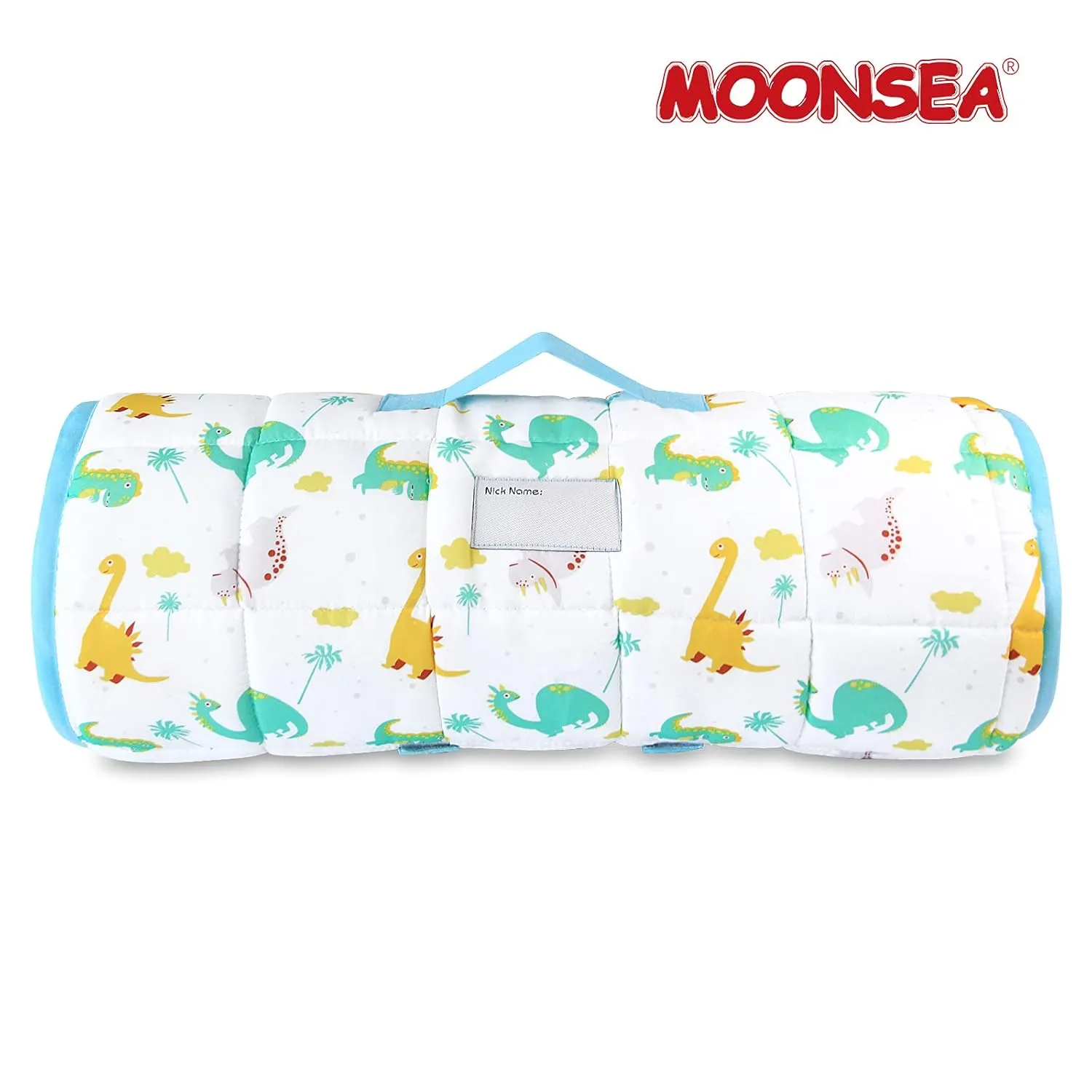 Moonsea Nap Mat for Toddlers Dinosaur with Pillow and Fleece Minky Blanket, Lightweight Perfect for Kids Preschool, Daycare, Travel Sleeping Bag Boys Girls, 21" x 50" Fit on a Standard Cot