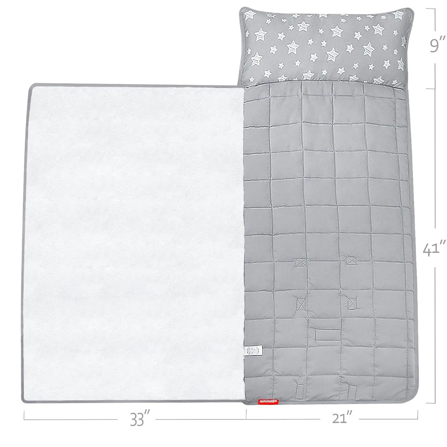 Moonsea Toddler Nap Mat with Pillow and Fleece Minky Blanket, Lightweight, Soft Perfect for Kids Preschool, Daycare, Travel Sleeping Bag Boys and Girls, 21" x 50" Fit Standard Cot