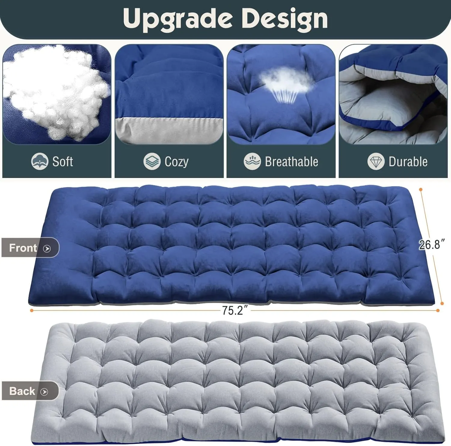 MOPHOTO Portable Folding Camping Cot with Mattress, Adjustable 5-Position Lounge Chaise Chairs Folding Bed Sleeping Cots Beds for Adults, Use for Outdoor Travel Camp Beach Patio