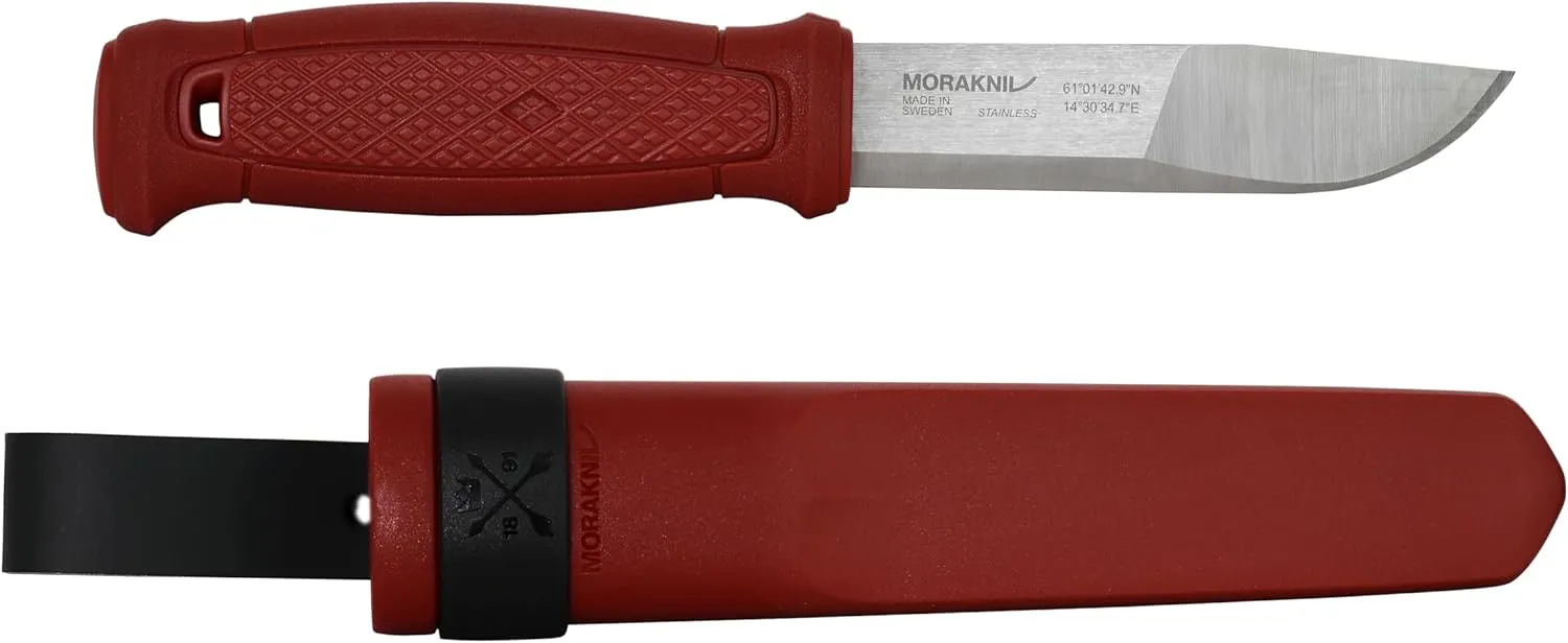 Morakniv Kansbol Sandvik Stainless Steel Fixed-Blade Survival Knife With Sheath, Dala Red™, 4.3 Inch