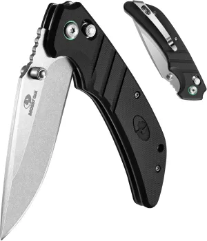 MOSSY OAK Folding Pocket Knife, 4" Stonewash Blade Tactical Knife, G10 Handle Small EDC Knives with Pocket Clip & Axis Lock for Camping Survival Hiking, Premium Outdoor Gifts for Men Women