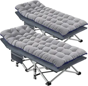 NAIZEA Folding Camping Cots for Adults, Portable Cot with Mattress Heavy Duty Outdoor Bed with Carry Bag 1200d Oxford Cloth Sleeping Cots for Camping Office Nap Home Guest Beach Travel