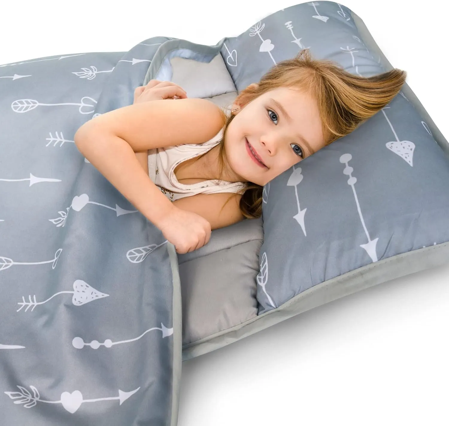 Nap Mat with Pillow and Fleece Blanket for Regalo My Cot/Joovy Travel Cot, Super Soft & Skin Friendly, Perfect Kids Sleeping Mats/Sleeping Bag for Preschool Daycare Boys and Girls, Grey