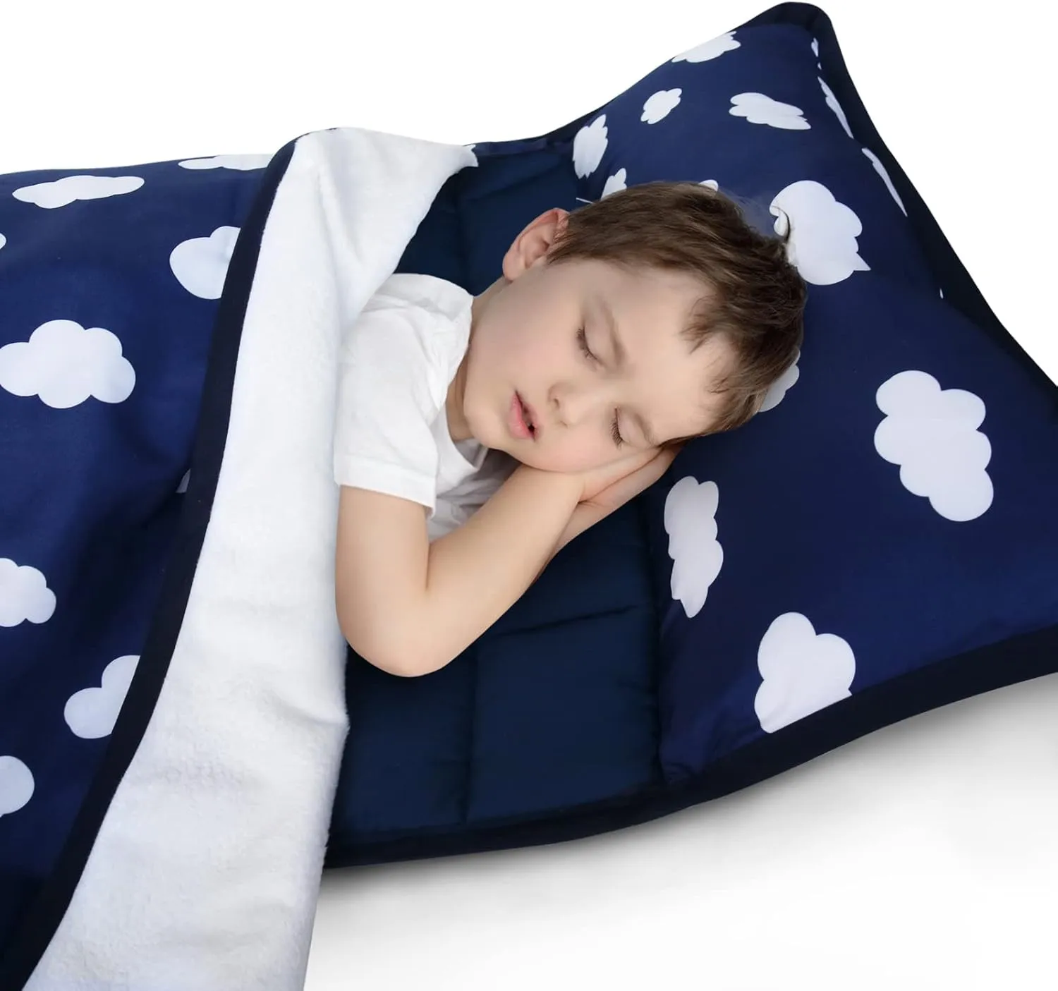 Nap Mat with Pillow and Fleece Blanket for Regalo My Cot/Joovy Travel Cot, Super Soft & Skin Friendly, Perfect Kids Sleeping Mats/Sleeping Bag for Preschool Daycare Boys and Girls, Navy