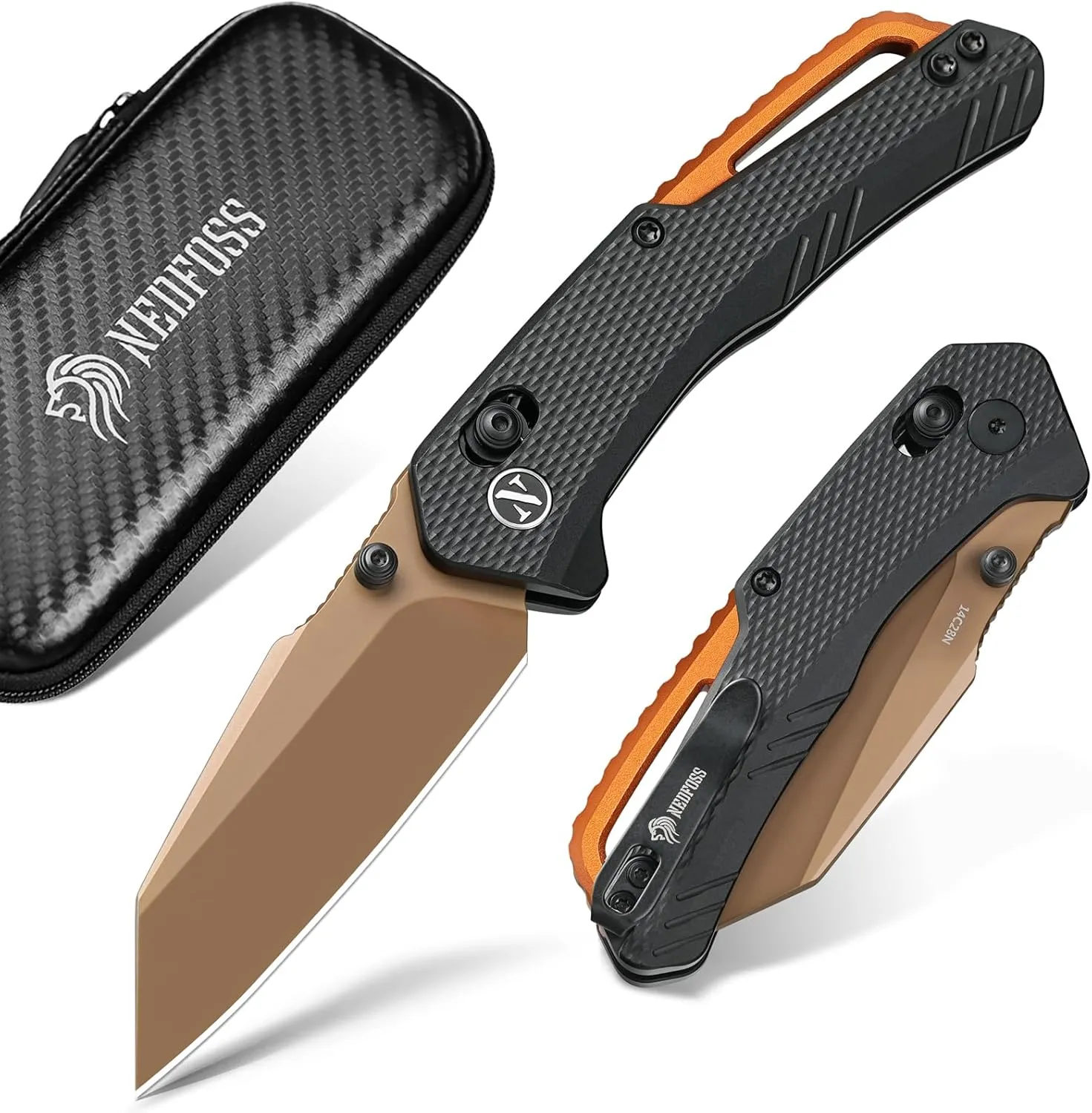 NedFoss NILE CROCODILE Pocket Knife, 2.95" 14C28N Steel Reverse Tanto Blade Axis Lock EDC Folding Knife, Lightweight Aluminum Handle, Reversible Deep Pocket Clip, Tactical Knife Gifts for Men Women