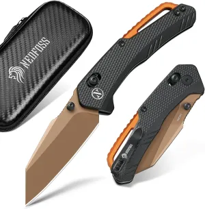 NedFoss NILE CROCODILE Pocket Knife, 2.95" 14C28N Steel Reverse Tanto Blade Axis Lock EDC Folding Knife, Lightweight Aluminum Handle, Reversible Deep Pocket Clip, Tactical Knife Gifts for Men Women
