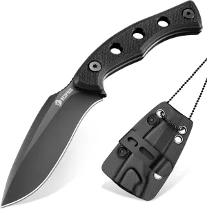 NedFoss Squirrel Small EDC Fixed Blade Knife, 2.97" Neck Knife with Sheath, Full Tang Vertical Horizontal Carry Knife with G10 Handle, Belt Clip, Outdoor Tactical Mini Kukri Knives, Father Day Gifts for Men Women