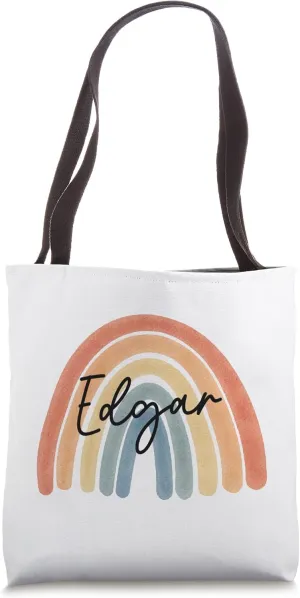 New Born Baby Edgar Personalized Gift Rainbow Nursery Tote Bag