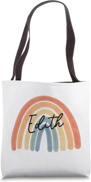 New Born Baby Edith Personalized Gift Rainbow Nursery Tote Bag