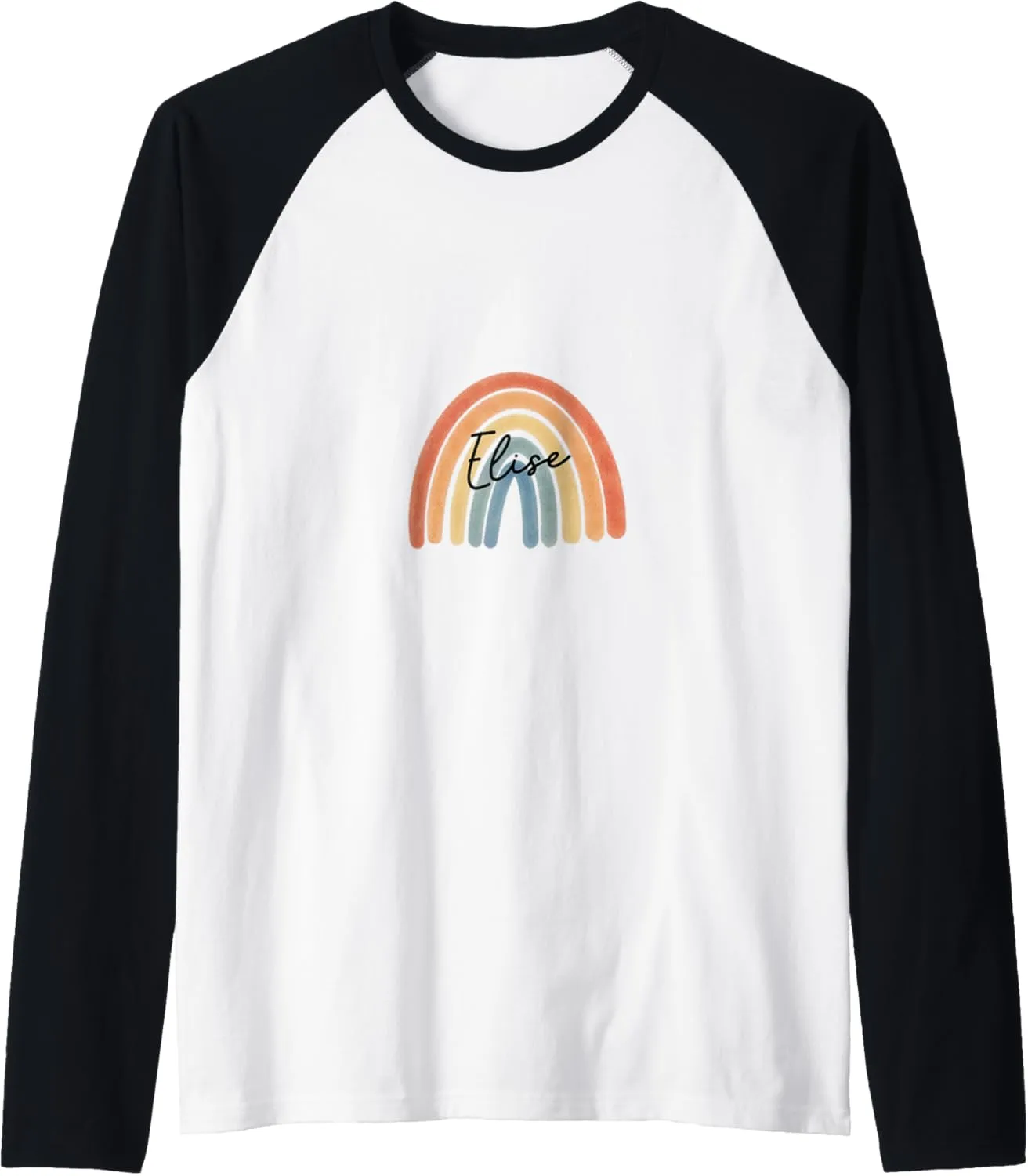 New Born Baby Elise Personalized Gift Rainbow Nursery Raglan Baseball Tee