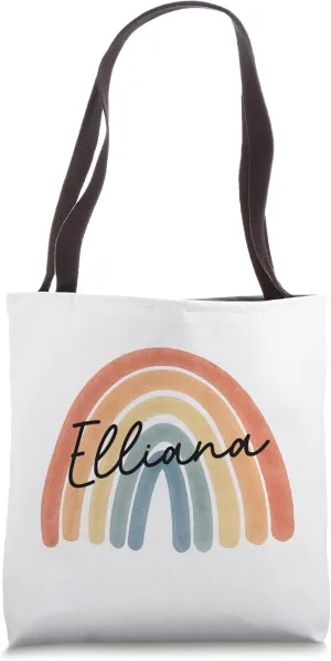 New Born Baby Elliana Personalized Gift Rainbow Nursery Tote Bag