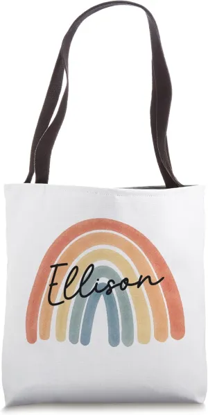 New Born Baby Ellison Personalized Gift Rainbow Nursery Tote Bag