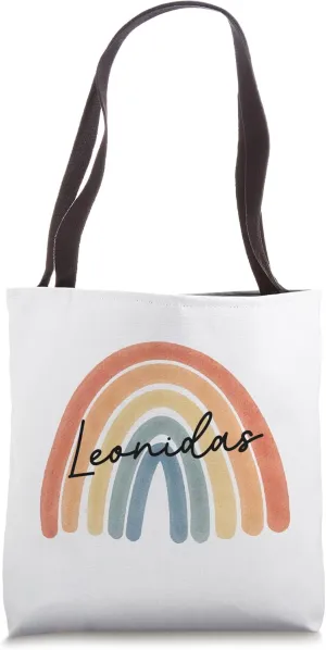 New Born Baby Leonidas Personalized Gift Rainbow Nursery Tote Bag