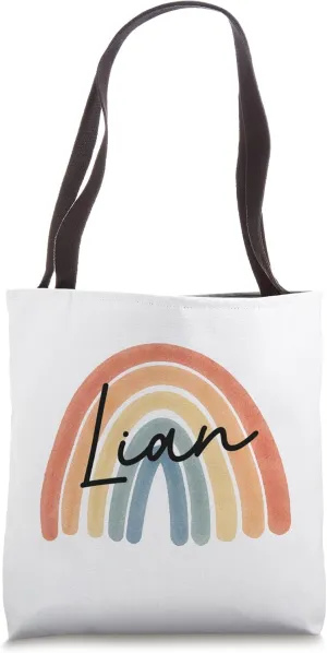 New Born Baby Lian Personalized Gift Rainbow Nursery Tote Bag