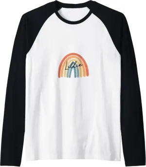 New Born Baby Lillie Personalized Gift Rainbow Nursery Raglan Baseball Tee