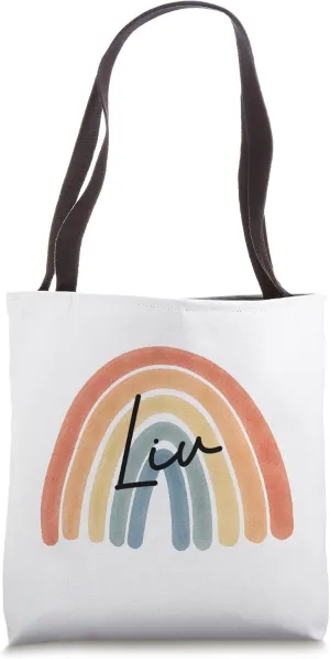 New Born Baby Liv Personalized Gift Rainbow Nursery Tote Bag
