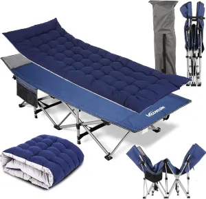 Nictemaw Camping Cot - Folding Camping Cots for Sleeping Quality Portable 900 LBS Heavy Duty Double Layer Oxford Camping Cots for Adults & Kids Portable Travel Camp Cots for Camp/Office/Home - Blue