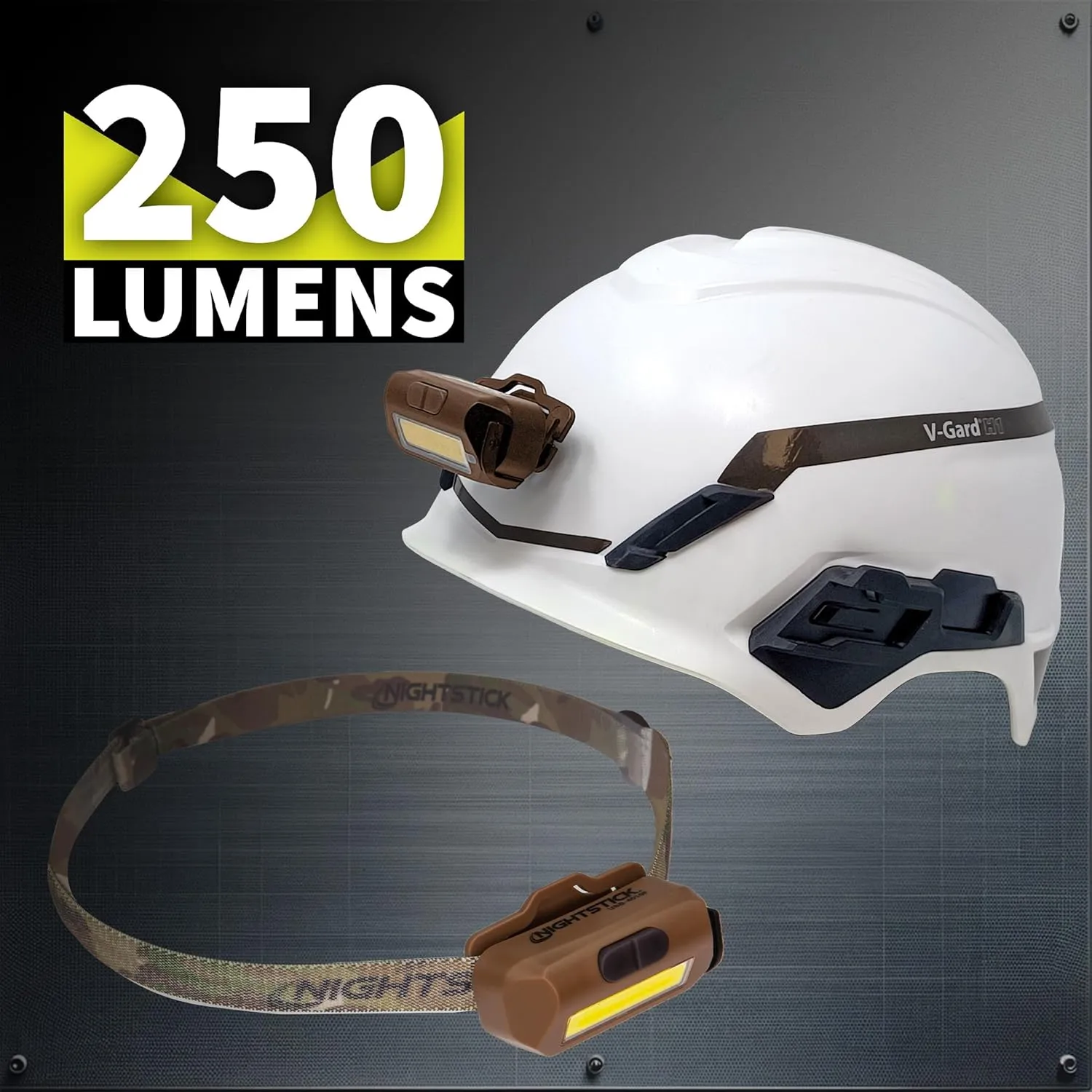 Nightstick USB-4510F Multi-Flood USB Headlamp w/Brim Clip & Camo Strap - LiPo - Flat Dark Earth