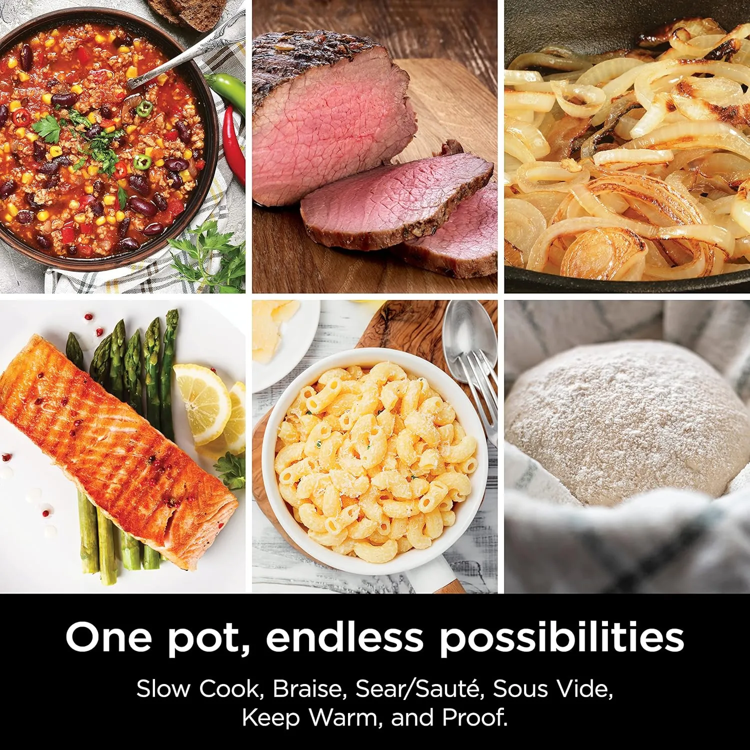 Ninja MC1010 Foodi PossibleCooker PLUS - Sous Vide & Proof 6-in-1 Multi-Cooker, with 8.5 Quarts, Slow Cooker, Dutch Oven & More, Glass Lid & Integrated Spoon, Nonstick, Oven Safe Pot to 500°F, Black
