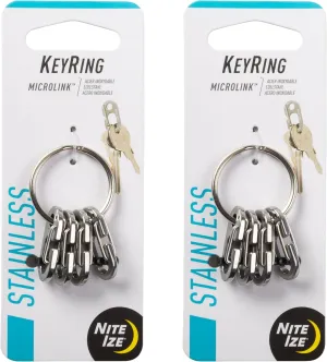 Nite Ize KeyRing MicroLink - Keychain Ring with Small Carabiners - Key Holder & Organizer Accessories - Heavy-Duty & Stainless Steel S-Biner Key Clips with Key Ring - 2 Pack