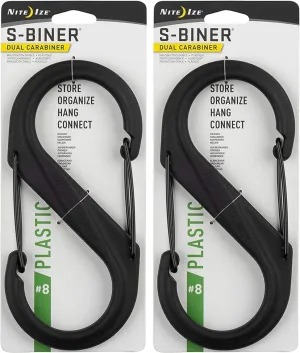 Nite Ize S-Biner Plastic Dual Carabiner #8 - Black (2-Pack)
