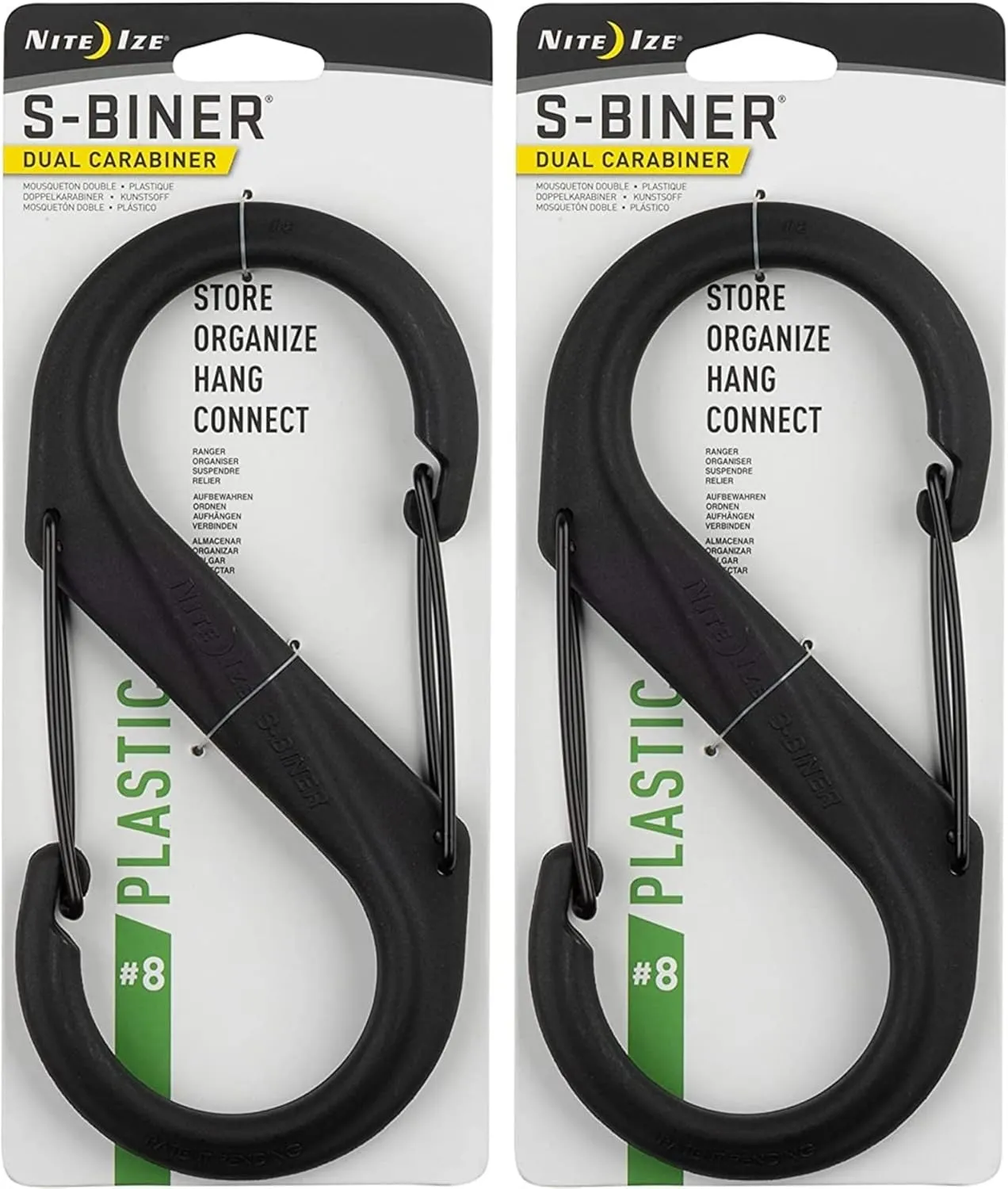 Nite Ize S-Biner Plastic Dual Carabiner #8 - Black (2-Pack)