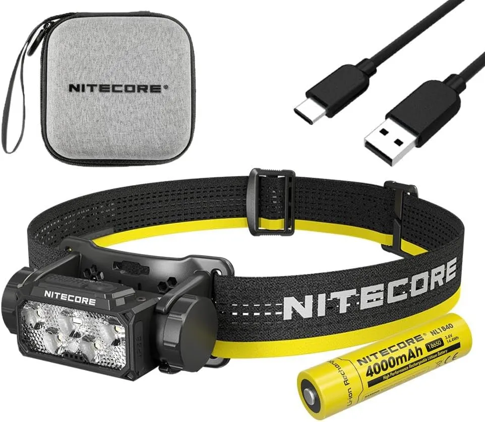 Nitecore HC60 UHE Headlamp -1,600 Lumens w/Eco Sensa USB C Charging Cable