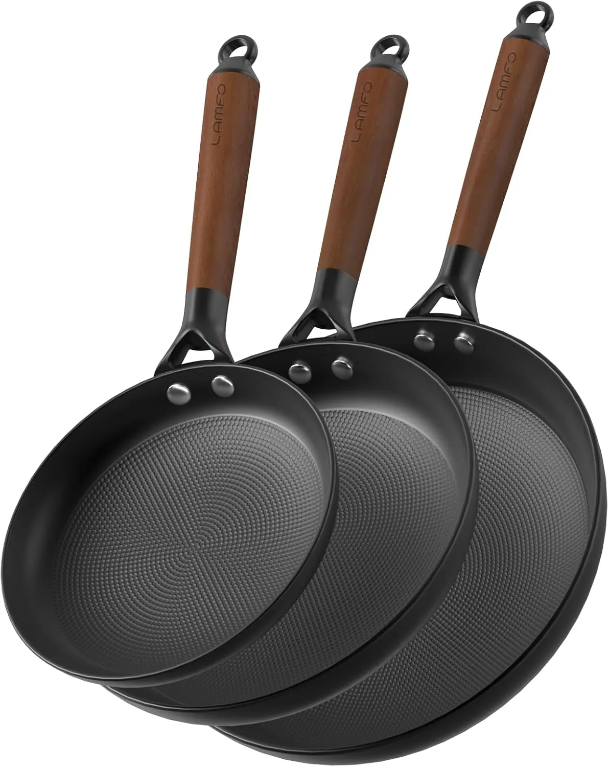 Non Stick Frying Pans, 3 Piece Cast Iron Pans, 8Inch 10Inch 12Inch Cookware Set Cast Iron Skillets, PFAS-Free, Egg Pans Nonstick, Oven Safe Dishwasher Safe, Fathers Mothers Day Gifts