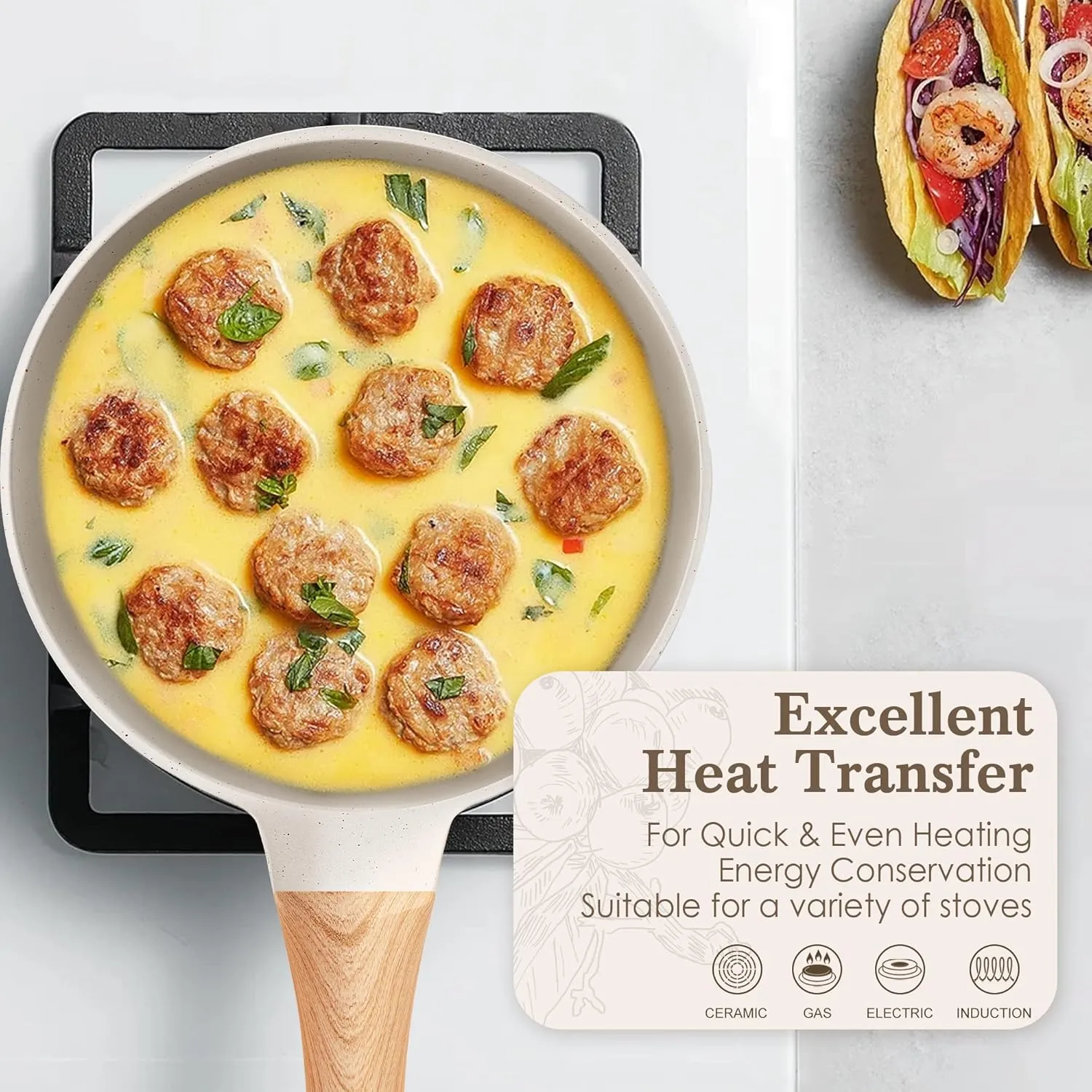 Non Stick Frying Pans - Granite Frying Pan Set Nonstick Frying Pan with Lid Egg Pan Omelette Pans for Cooking Pan Set, Kitchen Skillet Set Induction Cookware Chef's Pan Gift, 8", 9.5" &11"